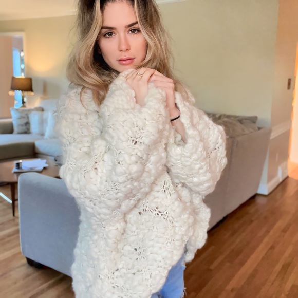 Rare For Love and Lemons 🍋 Off White Knitz Knit Oversized Sweater Size Small - Picture 2 of 10